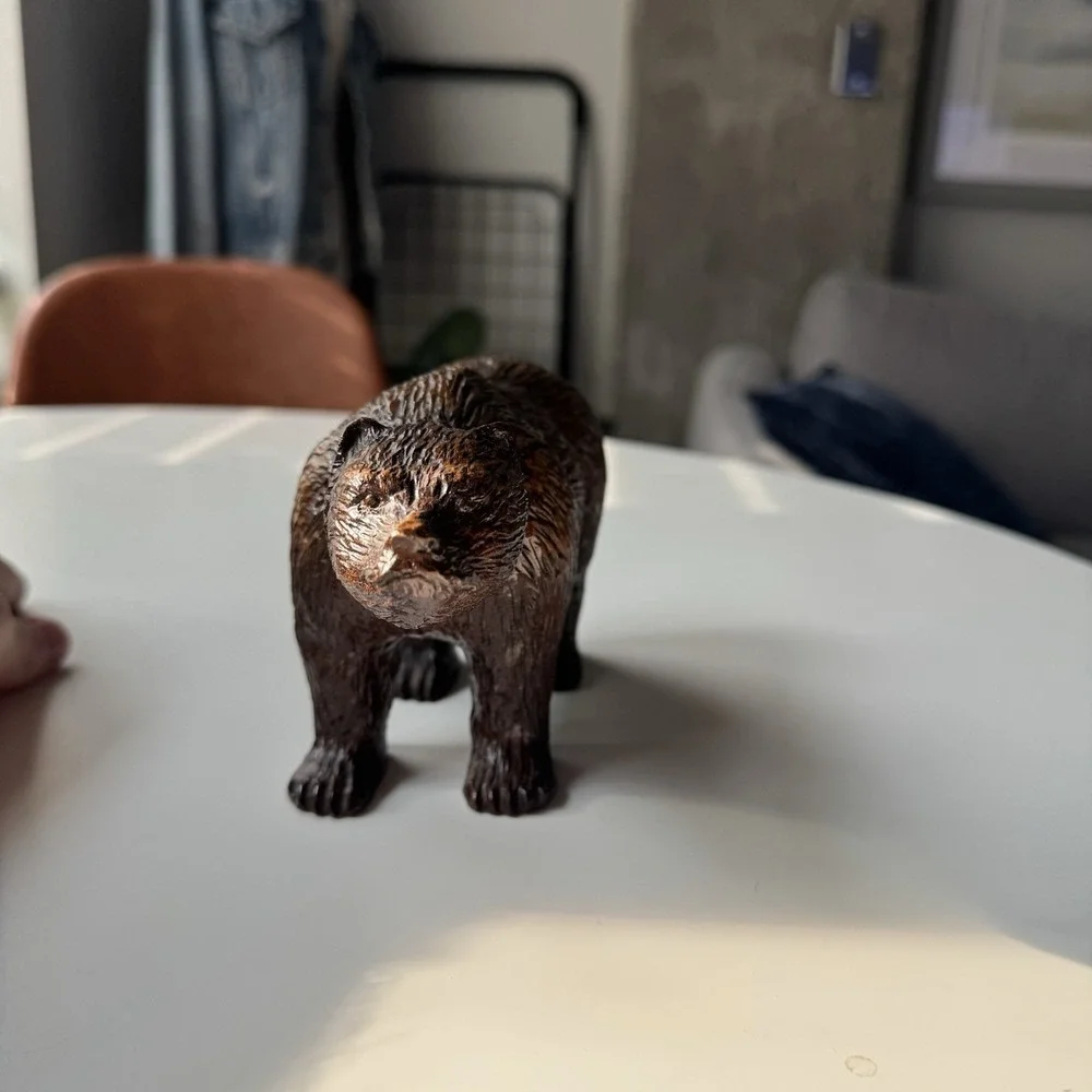 Vintage Grizzly Bear Figurine, Ceramic Wildlife Animal Rustic Cabin Home Decor